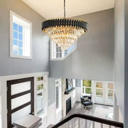 Crystal Chandelier Versailles Magno 8xe27, 60 cm átmérőjű, fényes és fekete arany, állítható magasság