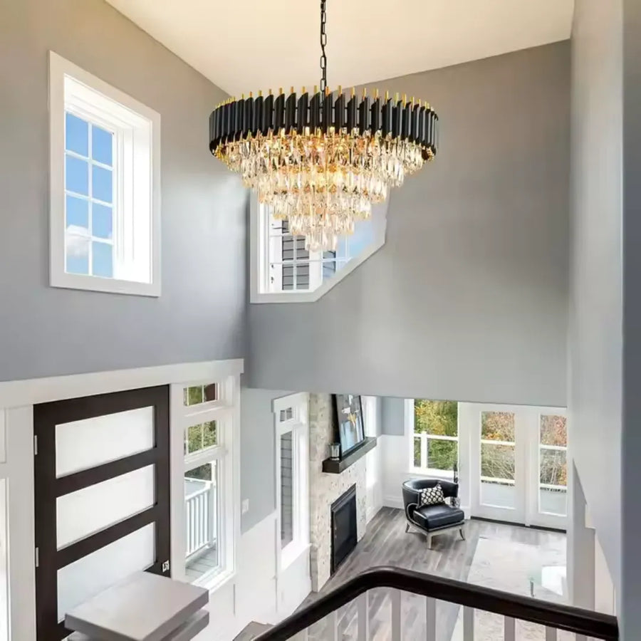 Crystal Chandelier Versailles Magno 8xe27, 60 cm átmérőjű, fényes és fekete arany, állítható magasság