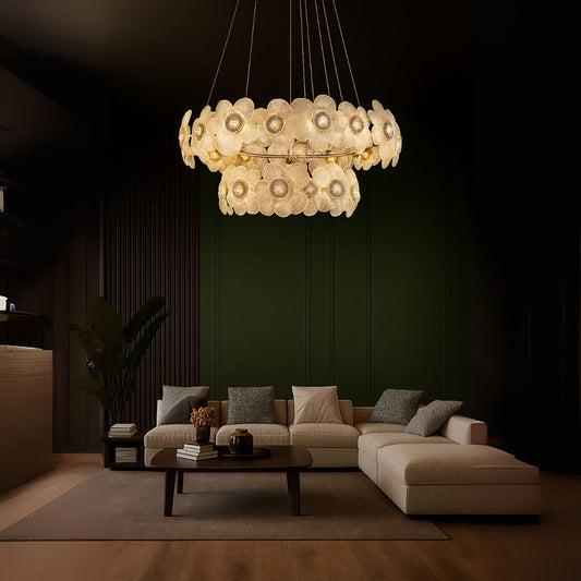 Largo csillár csillár, 33x E14, 76 cm átmérőjű, állítható magasság, arany