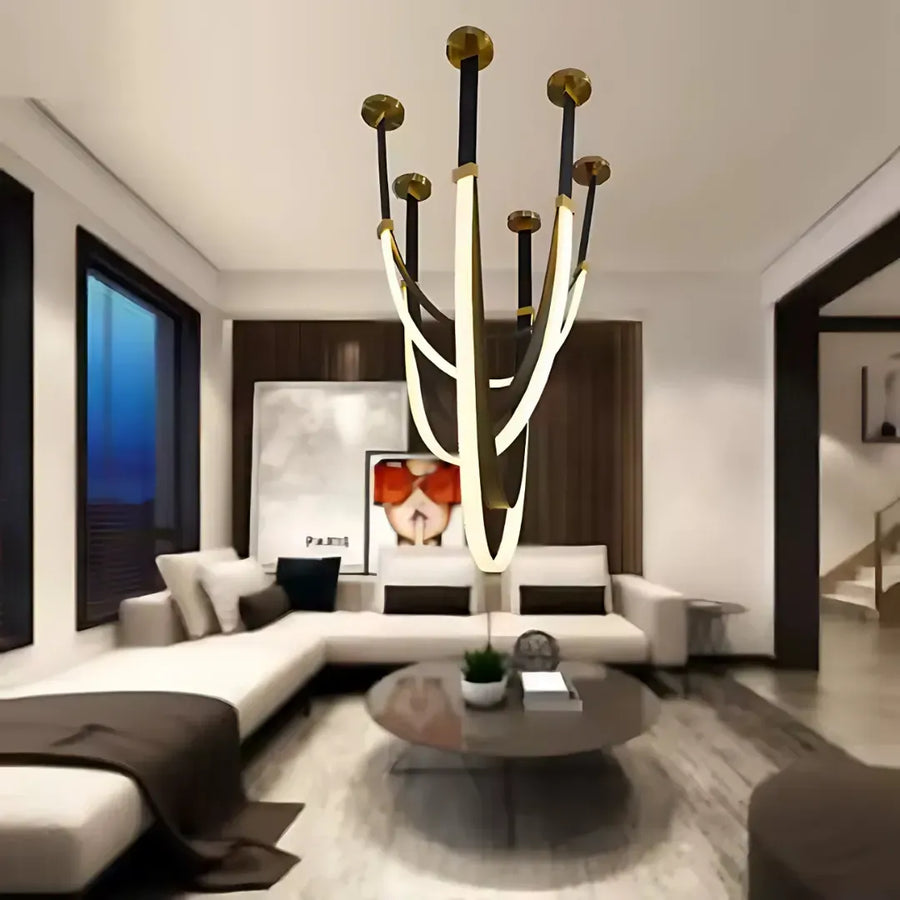 Modern csillár, LED, Largo terület, 43W, meleg, fekete fény