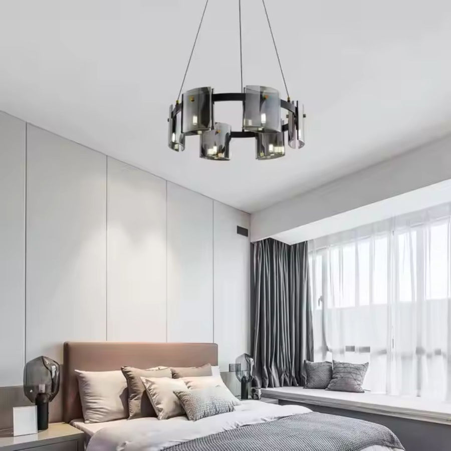 Modern csillár, Valmontreux Largo, 6xG9, átmérő 60 cm, fekete, állítható magasságú