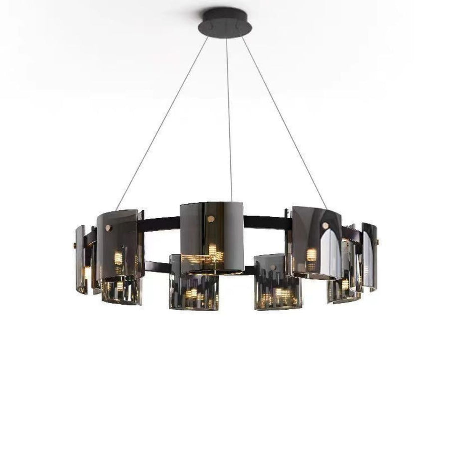 Modern csillár, Valmontreux Largo, 8xG9, átmérő 80 cm, fekete, állítható magasság