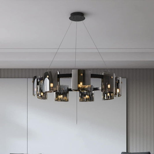 Modern csillár, Valmontreux Largo, 8xG9, átmérő 80 cm, fekete, állítható magasság