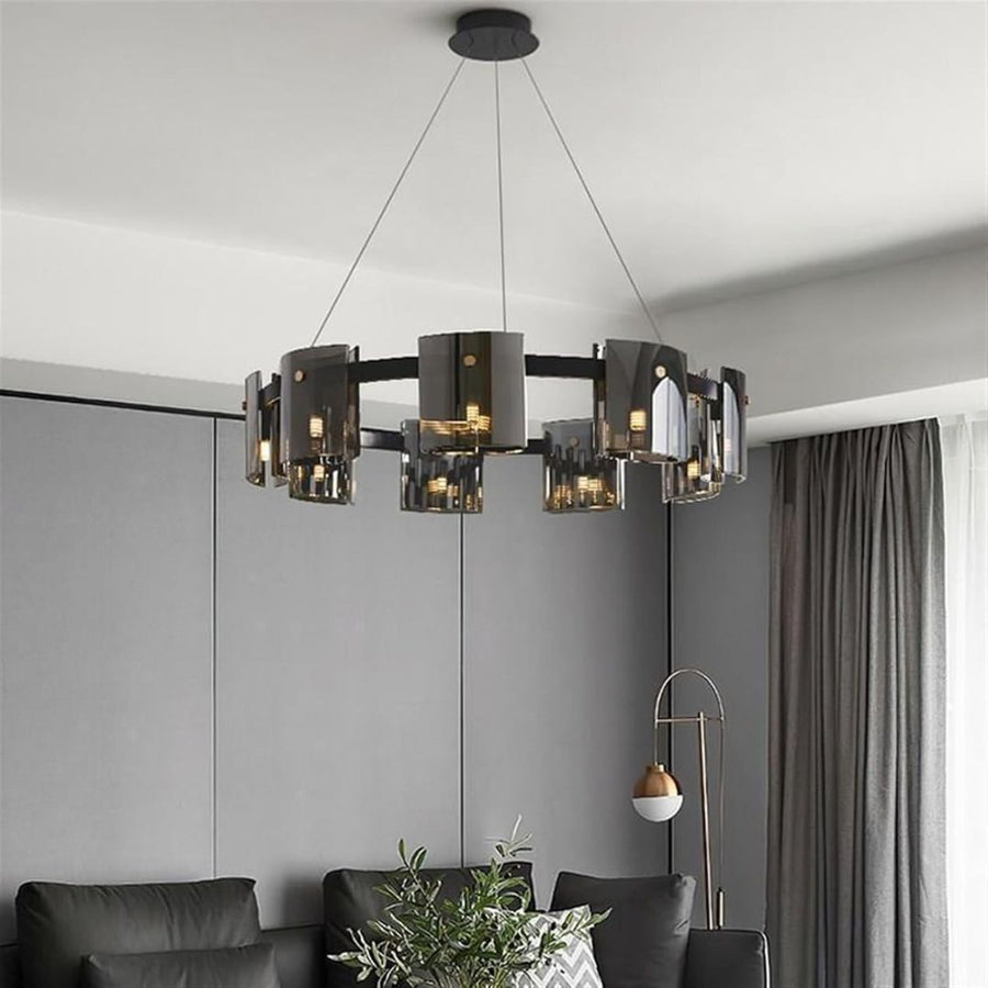 Modern csillár, Valmontreux Largo, 8xG9, átmérő 80 cm, fekete, állítható magasság