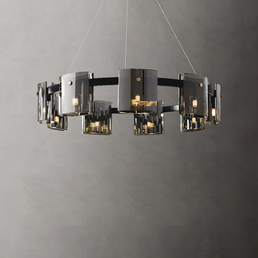 Modern csillár, Valmontreux Largo, 8xG9, átmérő 80 cm, fekete, állítható magasság