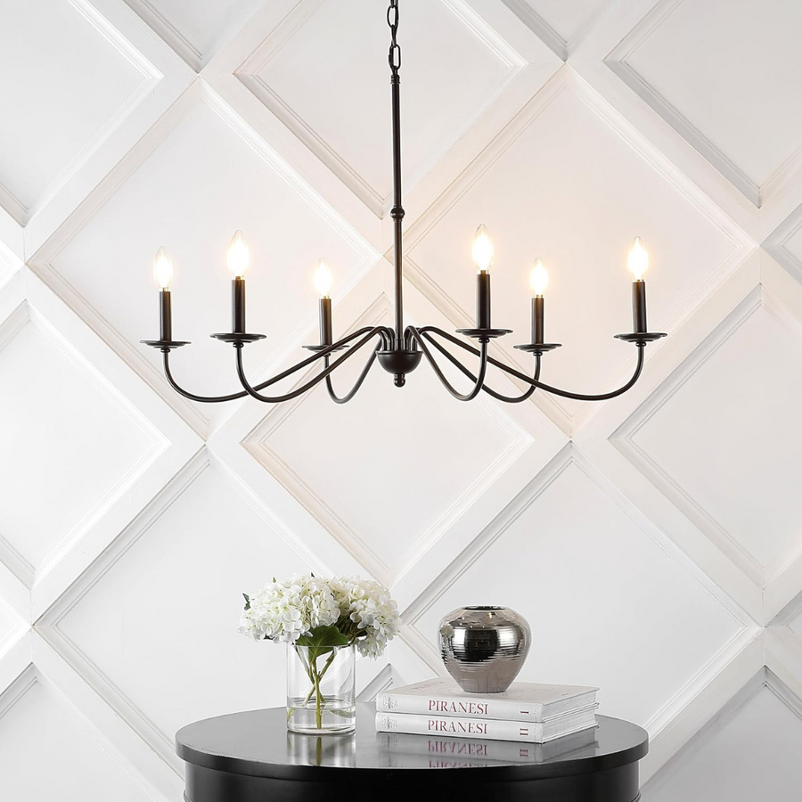 Crystal Chandelier Oliveto 6xe14, 63 cm átmérőjű, fekete, állítható magasság