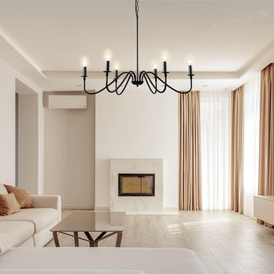 Crystal Chandelier Oliveto 6xe14, 63 cm átmérőjű, fekete, állítható magasság