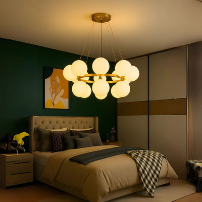 LOFT kamrás csillár, 15x G9, fehérarany, fém, állítható magasságú, modern