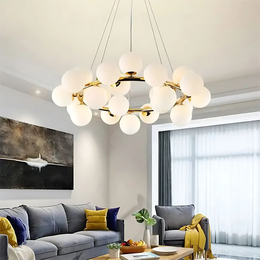 LOFT kamrás csillár, 25x G9, fehérarany, fém, állítható magasságú, modern