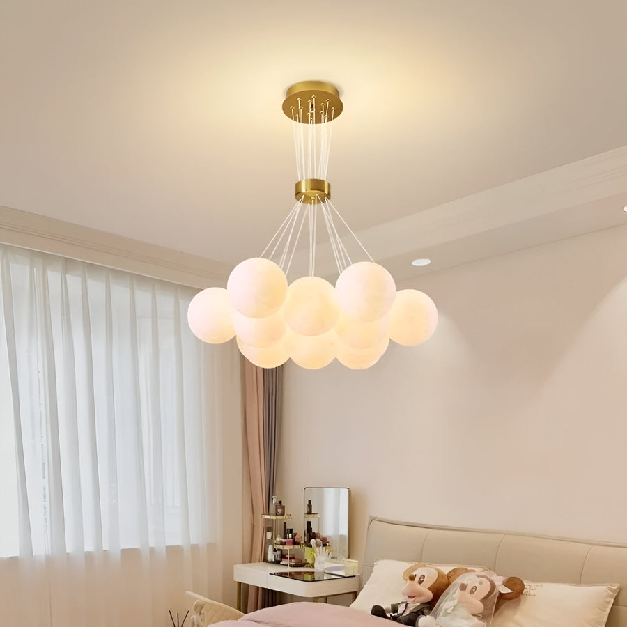 Modern csillár, pendul típus, Loft Bagliore, Glob, 11xe27, állítható magasság, arany