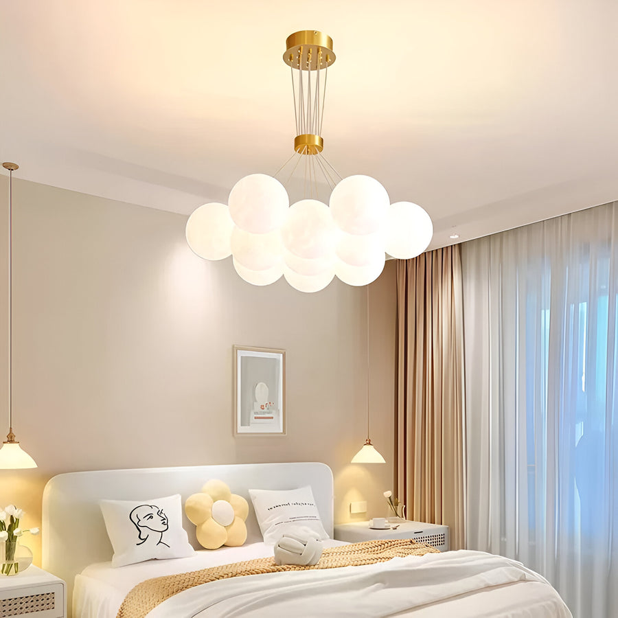Modern csillár, pendul típus, Loft Bagliore, Glob, 11xe27, állítható magasság, arany