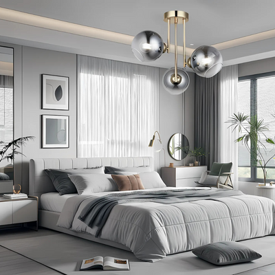 MODUS modern izzócsillár, 3x E27, Sötétszürke, Arany, Fém