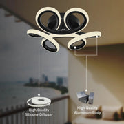 LED LED Vertex Helix, 44W, hullámos, hideg/forró/semleges fény, fekete