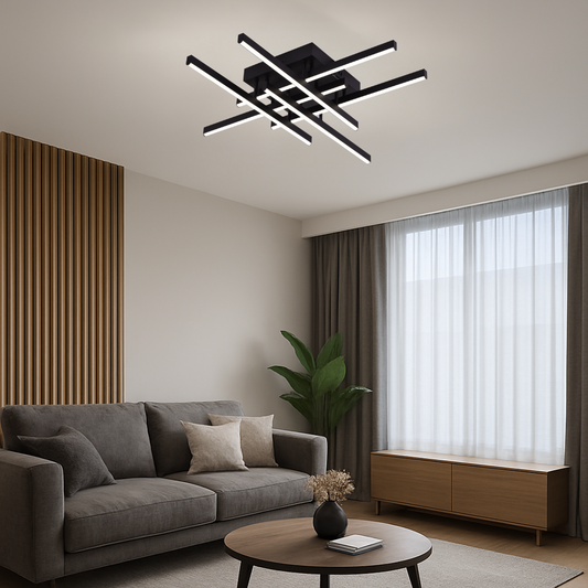 LED csillár távirányítóval LINEX, 63 W, 6 elem, lineáris, hideg/meleg/semleges fény, szabályozható, fekete