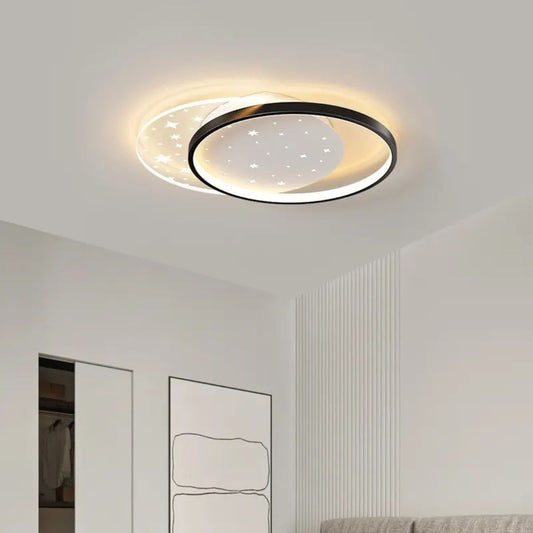 LED chandelier with remote control lunaro 110W, 2 circles, cold/hot/neutral light, unstable, black white