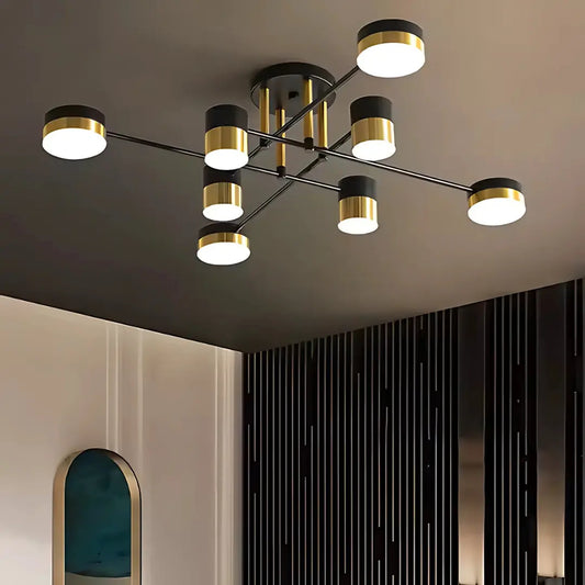 LED -csillár Mario távirányítóval, 56W, 8 elem, hideg/forró/semleges fény, under, fekete/arany