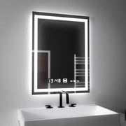 Téglalap alakú LED -tükör, 45x60 cm, Verite MotionGlow Marcello, helyettes rendszer, óra és hőmérő, dimálható