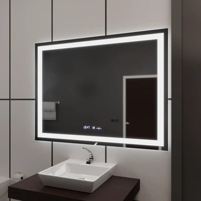 Téglalap alakú LED -tükör, 100x75 cm, Verite MotionGlow Marcello, Szabályozási Rendszer, óra és hőmérő, dimálható