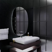 Ovális LED -tükör, 60x80cm, Ranya érzékelő mozgásgátló marcello, letiltási rendszer, óra és hőmérő, instabil