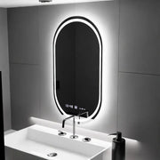 Ovális LED -tükör, 60x80 cm, kiemelt mozgásgátló marcello, helyettes rendszer, óra és hőmérő, dimálható