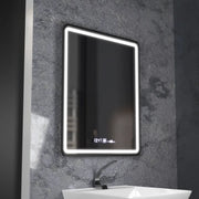 Téglalap alakú LED -tükör, 75x90 cm, Favola Motionglow Marcello, helyettes rendszer, óra és hőmérő, dimálható