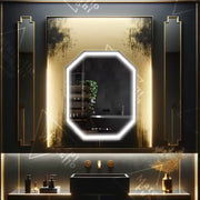 Polygon LED -tükör, 60x80cm, Ralya érzékelő mozgásflow marcello, letiltási rendszer, óra és hőmérő, daimable