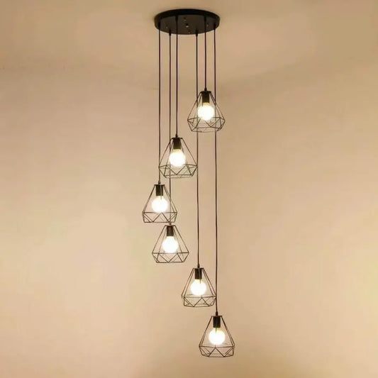 Polust Diamond Shape, Struktur, 6x E27, fekete, fém