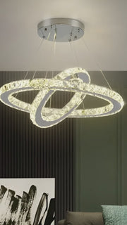 LED -csillár távirányító prizmával Luminis, 58W, 2 kör, hideg/forró/semleges fény, instabil, ezüst, állítható magasság