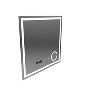 Téglalap alakú LED -tükör, 60x60 cm, Souverain MotionGlow Marcello, Debrunion rendszer, óra és hőmérő, kozmetikai nagyító