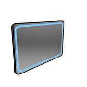 Tükör LED téglalap alakú 100x65cm - él fényes érintő leolvasztási rendszer, fekete keret