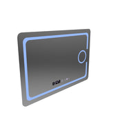 Téglalap alakú LED -tükör, 110x75 cm, Eclat MotionGlow Marcello, helyettes rendszer, óra és hőmérő, kozmetikai lup