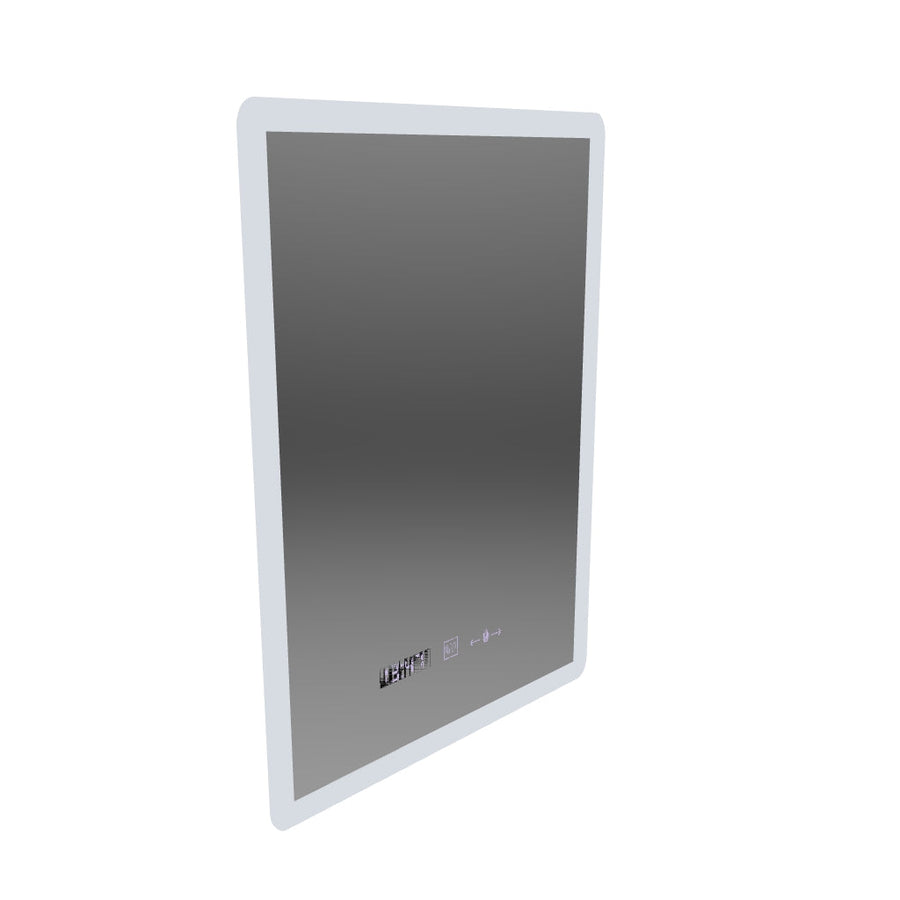 Téglalap alakú LED -tükör, 50x70 cm, Zampa érzékelő mozgásgátló marcello, osztályozó rendszer, óra és hőmérő, dimálható