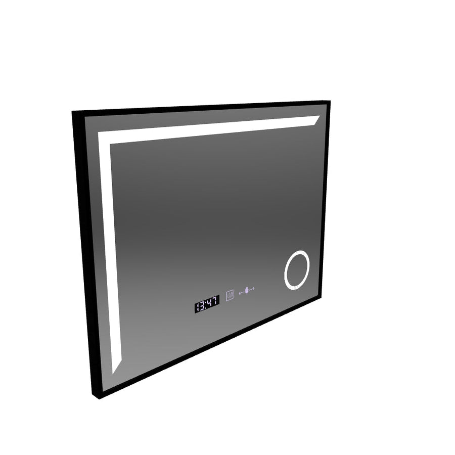 LED tükör érzékelő mozgásgátló Francesca 80x60 cm hideg fény/hideg semleges Ráma fekete szálcsiszolt rendszer leolvasztási hőmérő óra Marcello funghi