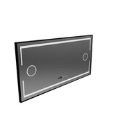 Téglalap alakú LED -tükör, 120x80 cm, MotionGlow Marcello érzékelő, letiltási rendszer, óra és hőmérő, kozmetikai nagyító
