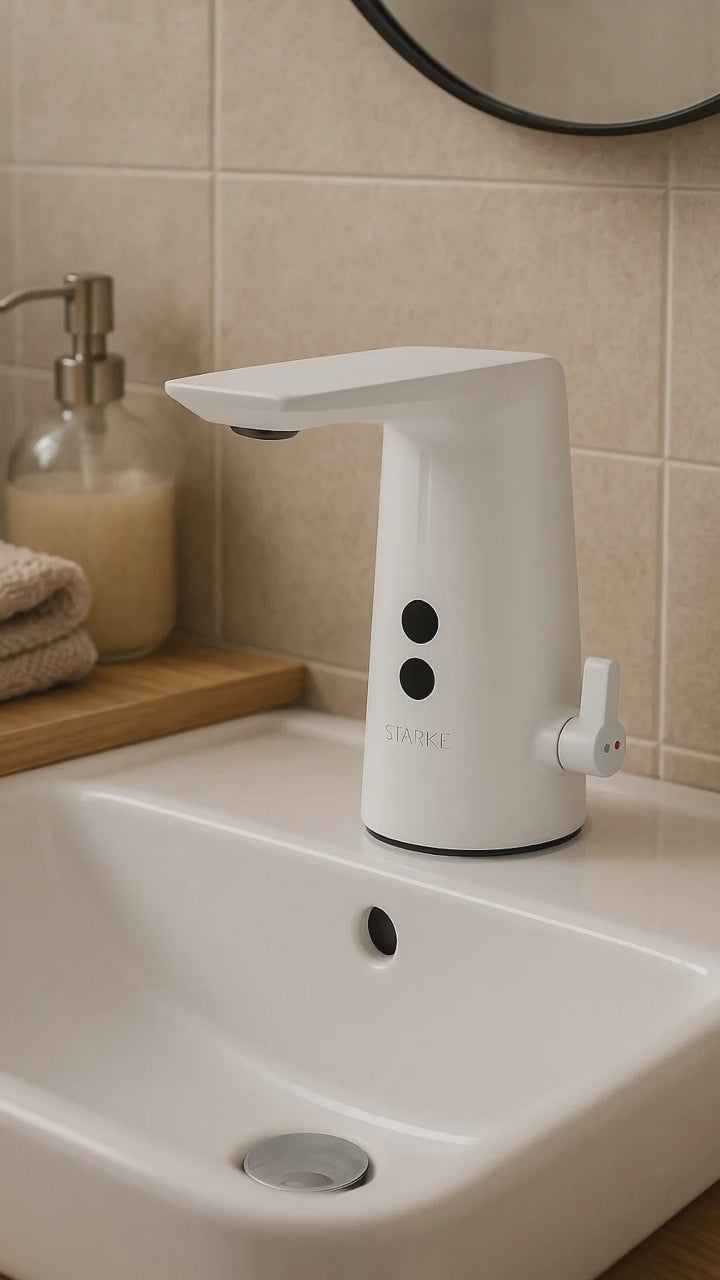 Akkumulátormosó érzékelővel, egészségügyi sárgaréz, fehér, RW-190Wh