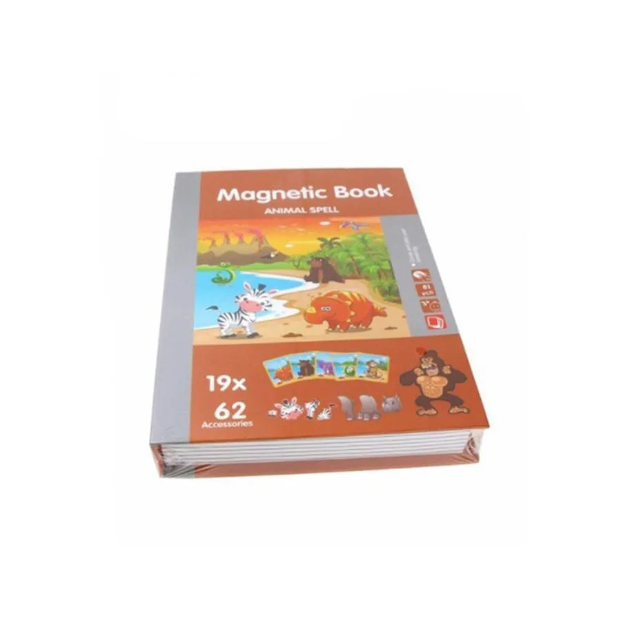 Puzzle típusú könyv mágneses könyv vraja salic állatok, 62 darab és 19 kártya, többszínű