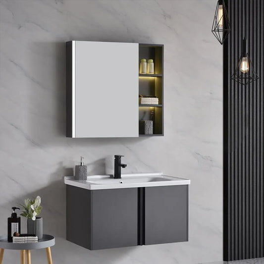 Fürdőszoba bútorkészlet 81x48cm 3 szürke darab
