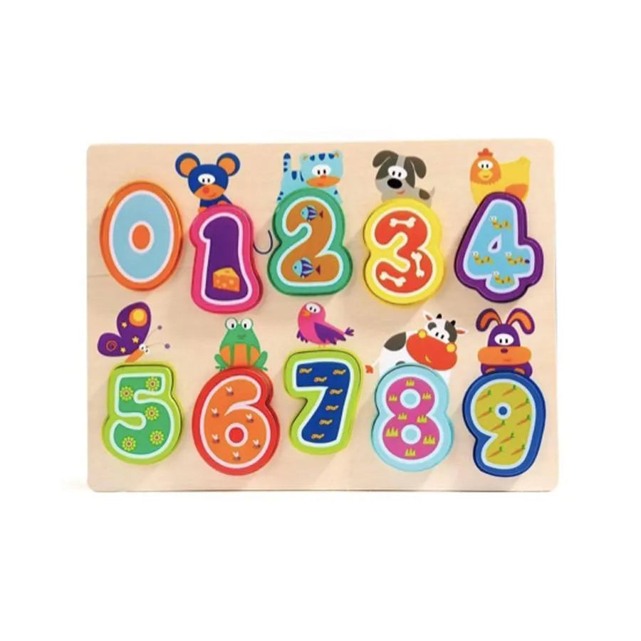 Asztal többszínű állatokkal és számokkal, 11 darab, fa