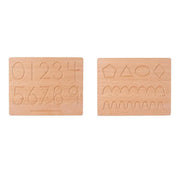 Kettős oktatási asztal geometriai számokkal és formákkal, 2 darab, fa