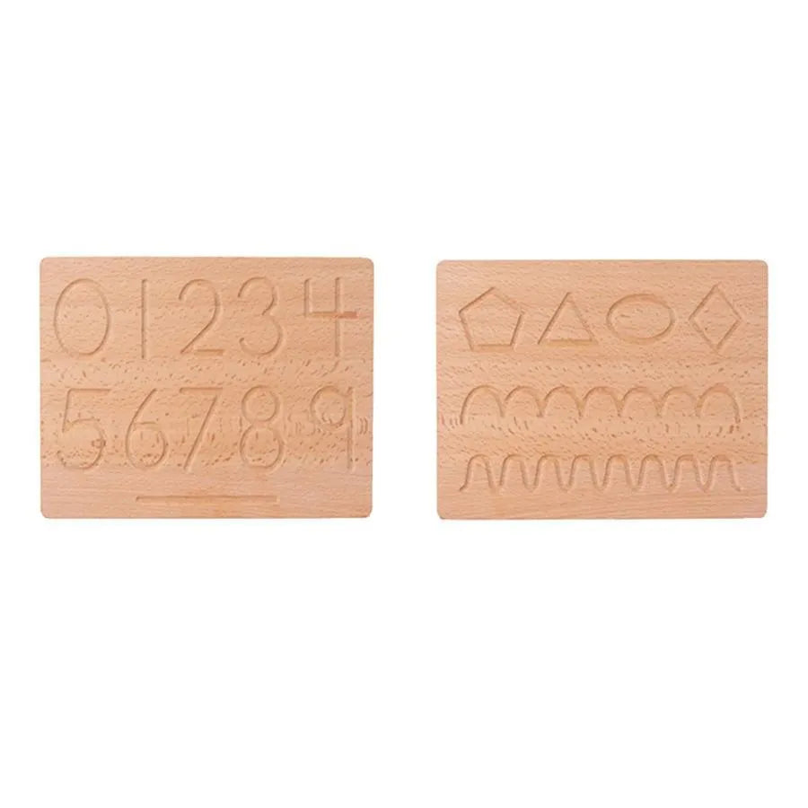 Kettős oktatási asztal geometriai számokkal és formákkal, 2 darab, fa