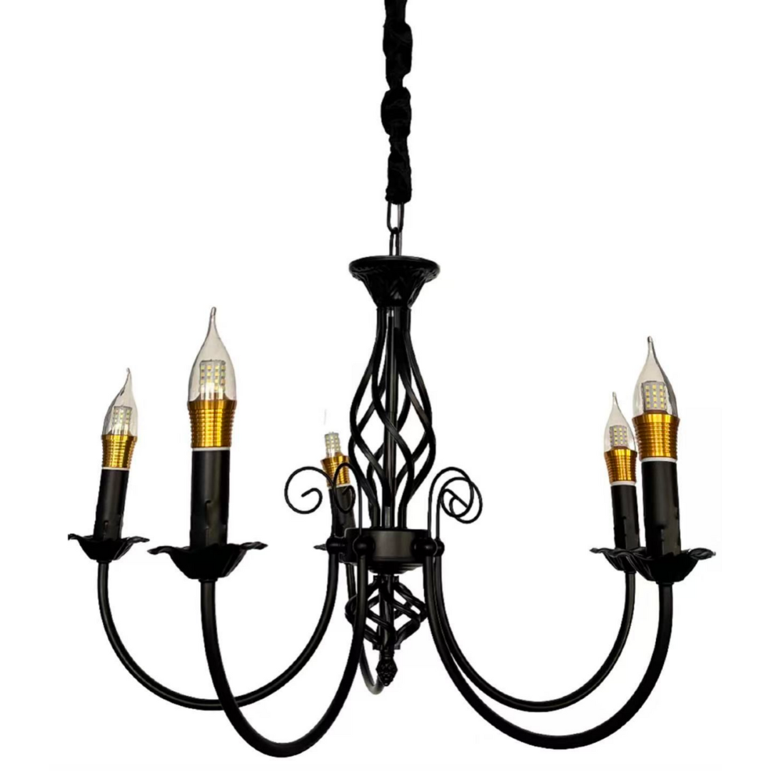 Crystal Chandelier Pearl, 5xe14, fekete, állítható magasság