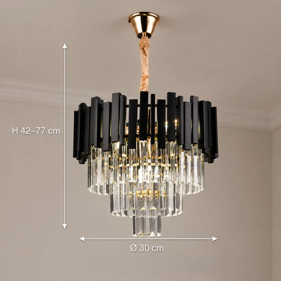 BLOIS Petito kristálycsillár 3xE14, átmérő 30 cm, fekete, állítható magasságú - 01_CC110:300BK.png