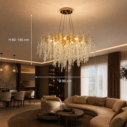 Candelabru Cristal WALTZ Cascade, 9x G9, Auriu, 80cm, Inaltime Reglabila - 01_CC331-80.png