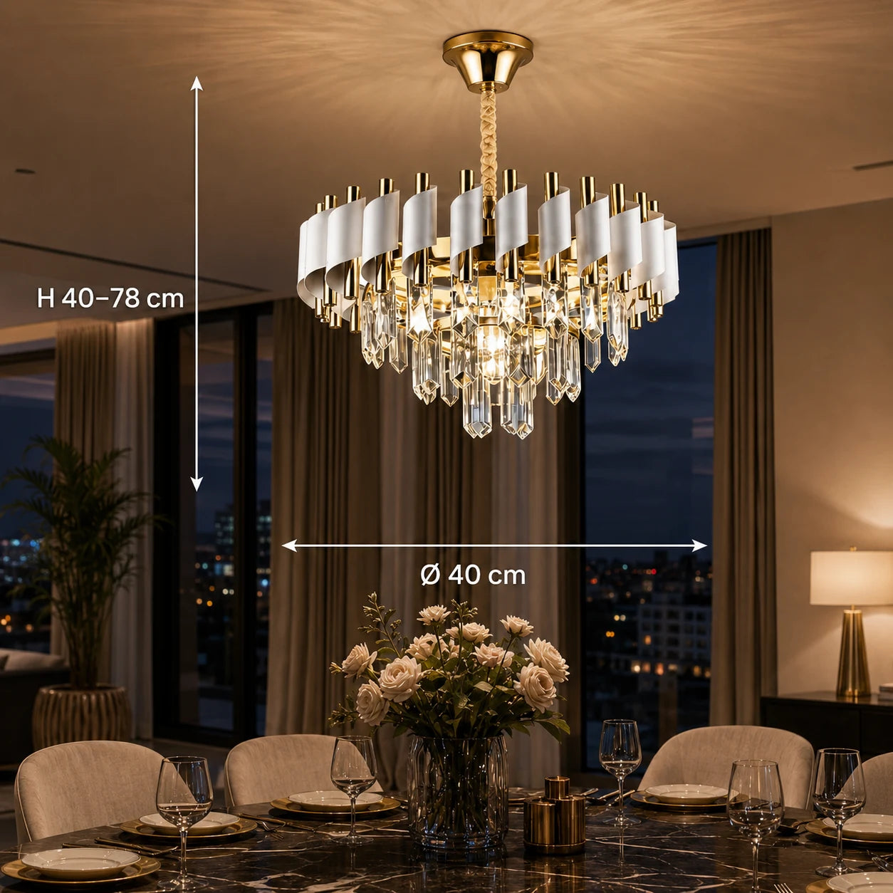 VERSAILLES Nobile kristálycsillár 5xE14, átmérő 40 cm, fényes arany és fehér - 01_CC900-400WH.png