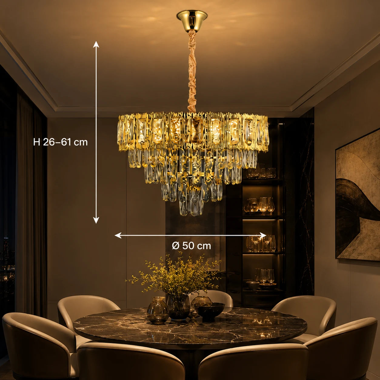 Kristály csillár BELVEDERE Elegance 8xE14, átmérő 50 cm, fényes arany, állítható magasságú - 01_CC912-500GD.png