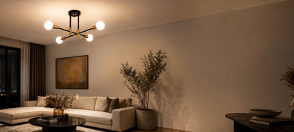 Gentile modernista csillár, 4x E27, fekete és arany, modern design - 01_LC362-4BKGD.png