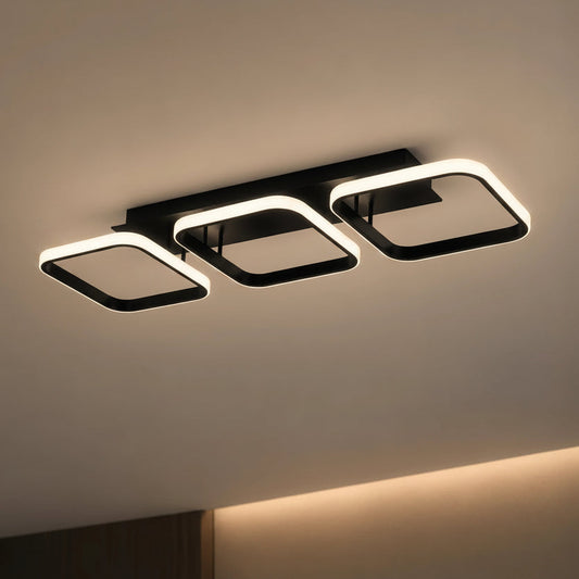 LED csillár VERTEX 34W, 3 négyzet, lineáris, hideg/meleg/semleges fény, fekete