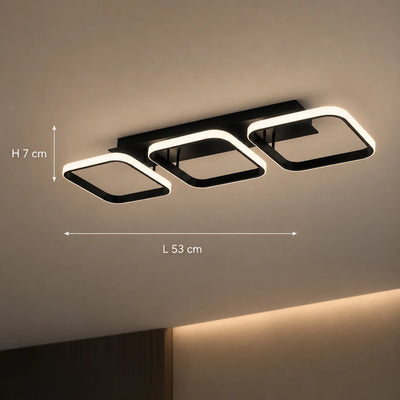 LED csillár VERTEX 34W, 3 négyzet, lineáris, hideg/meleg/semleges fény, fekete