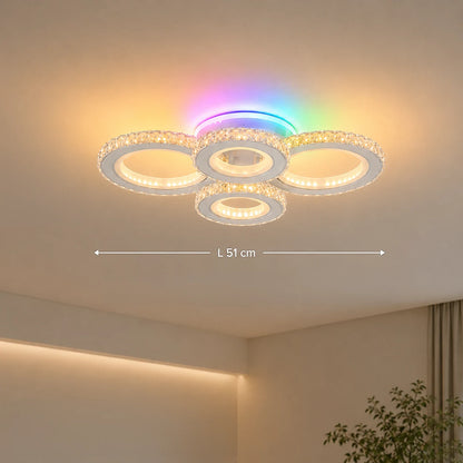 LED csillár távirányítóval és kristály NOVA ROTONDA RGB 82W, 4 kör, hideg/meleg/semleges fény, szabályozható, fehér - 01_LT073-4WH.png