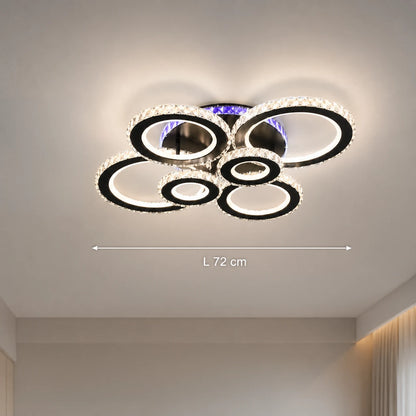 LED csillár távirányítóval és kristály NOVA ROTONDA RGB 145W, 6 kör, hideg/meleg/semleges fény, szabályozható, fekete - 01_LT073-6BK.png